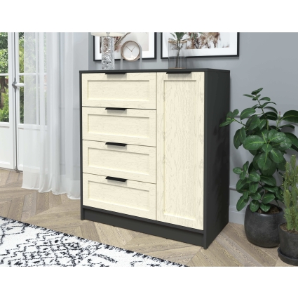 Тумба Тренд КТ-Т90 (Антрацит ЛДСП/ Дуб снежный ЛМДФ) Ш900 В1020 Г451